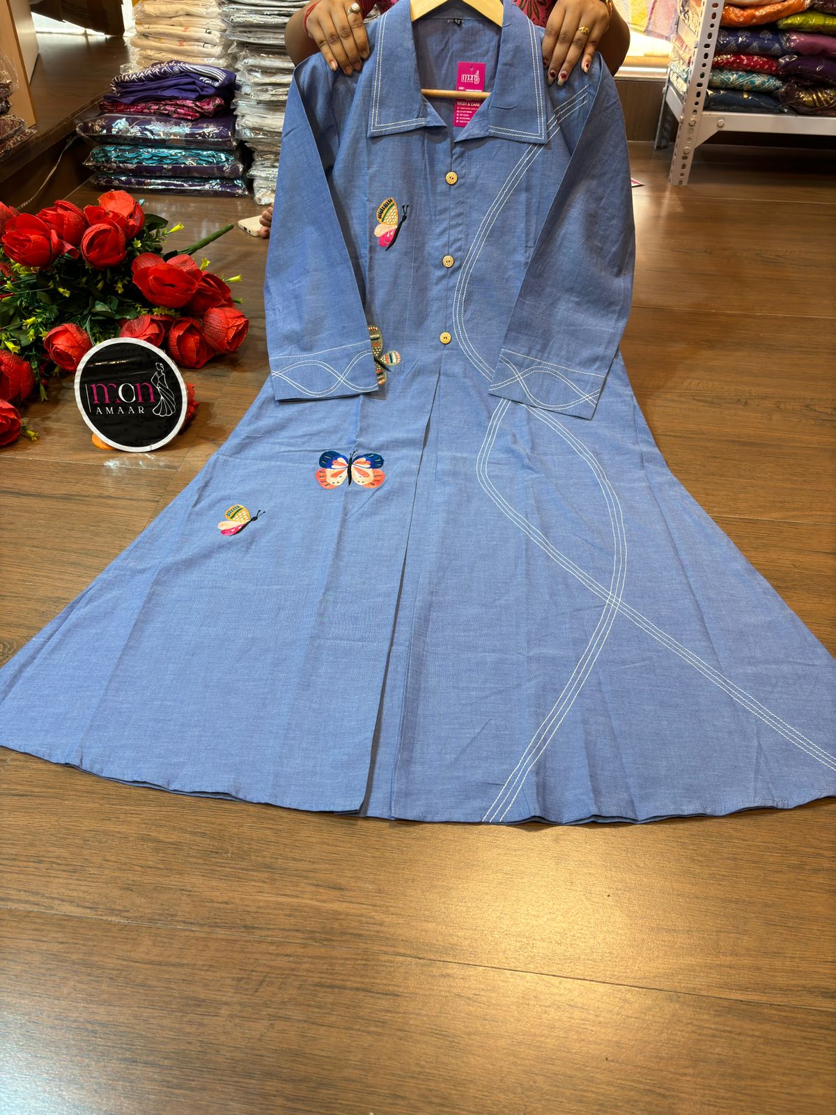 Pretty Butterfly Cotton One Piece Dress