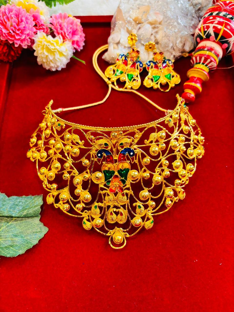 Shrine Gold Plated Meenakari Bridal Choker Collection