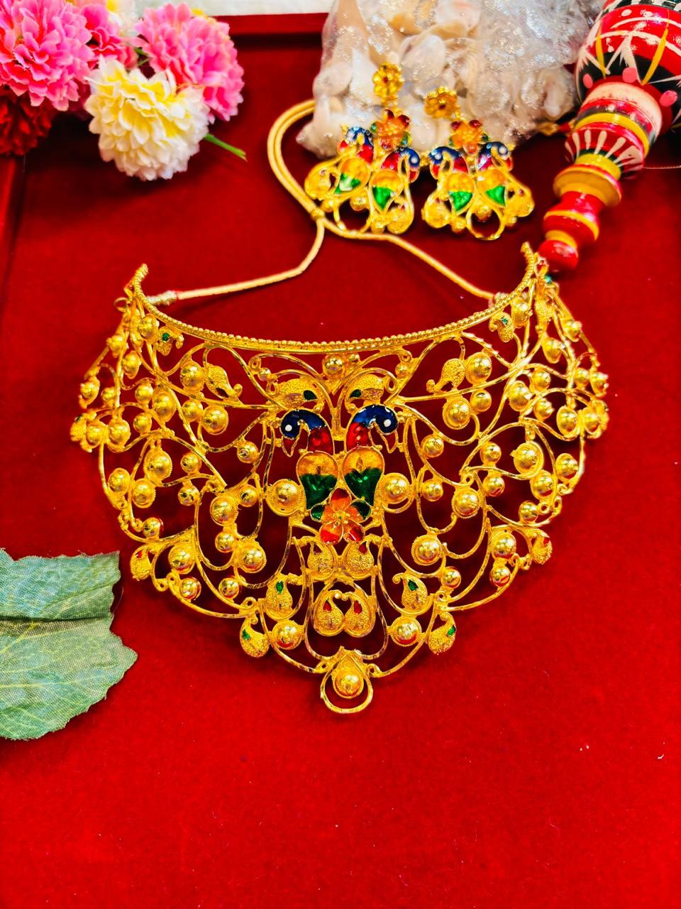 Shrine Gold Plated Meenakari Bridal Choker Collection