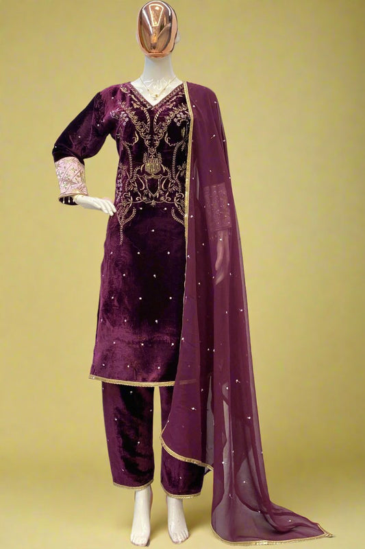 Whirls Of Color Designer Velvet Suit Set