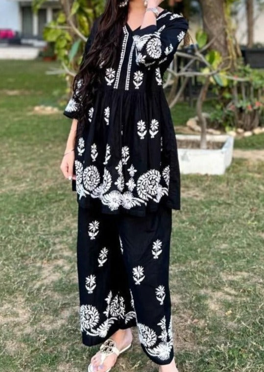 Black Deira-  Kurti and Plazo Set