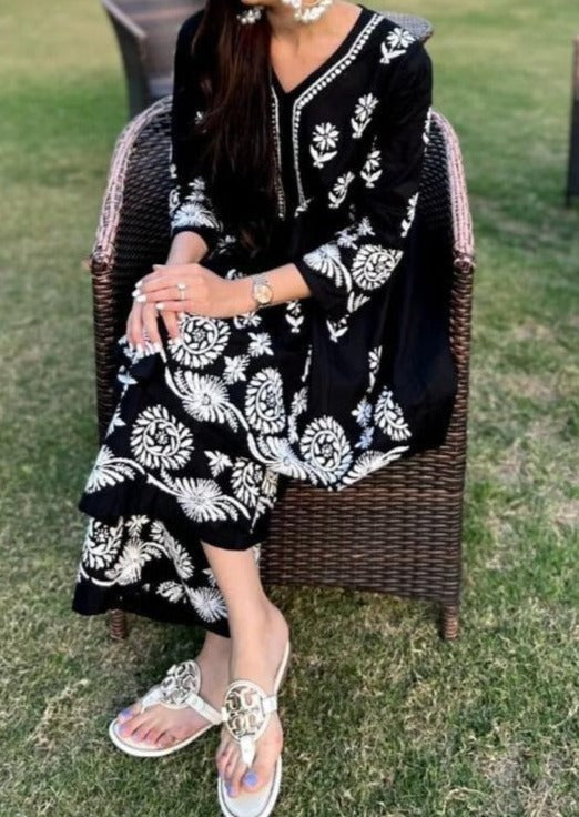 Black Deira-  Kurti and Plazo Set