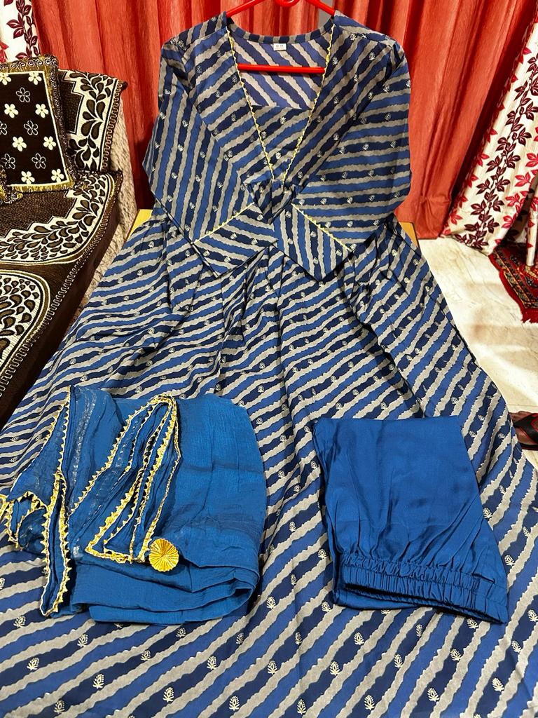 Blue Lahar- Lahariya Kurti Set