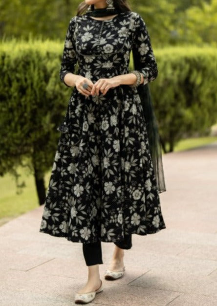 EARLY BIRD- Black Cotton Kurti Set