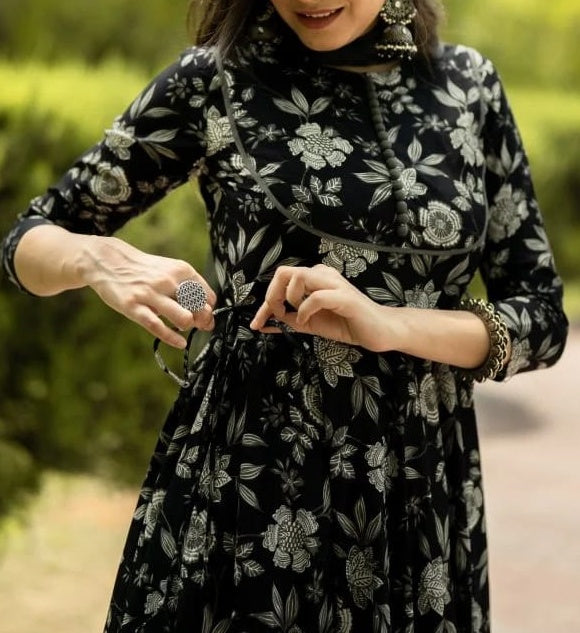 EARLY BIRD- Black Cotton Kurti Set