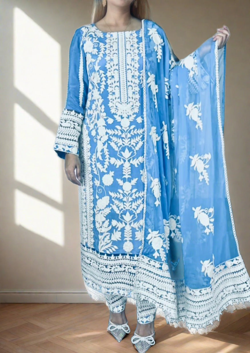 Sky To Sea Georgette Kurti Set