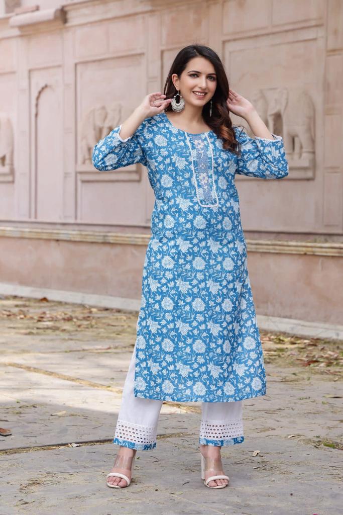 Cloudy Days Cotton kurti Set