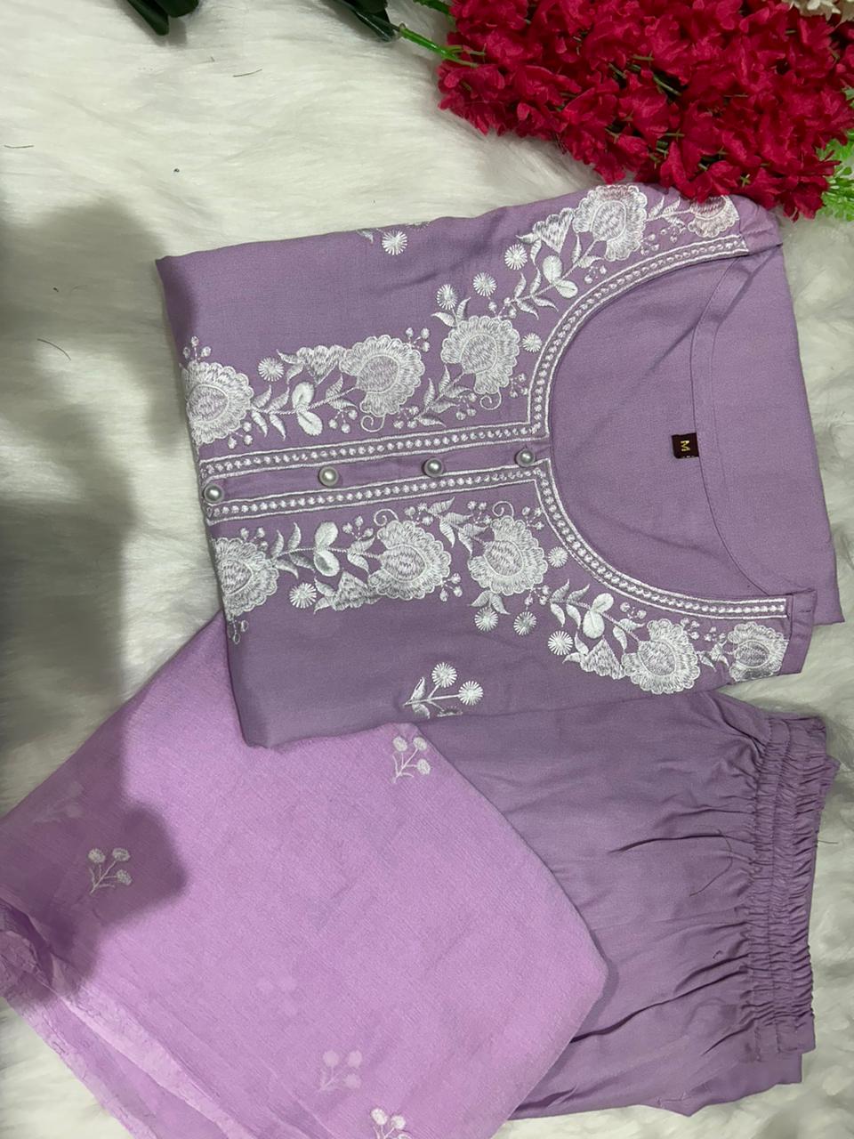 Lavender Dreams Rayon Kurti Set