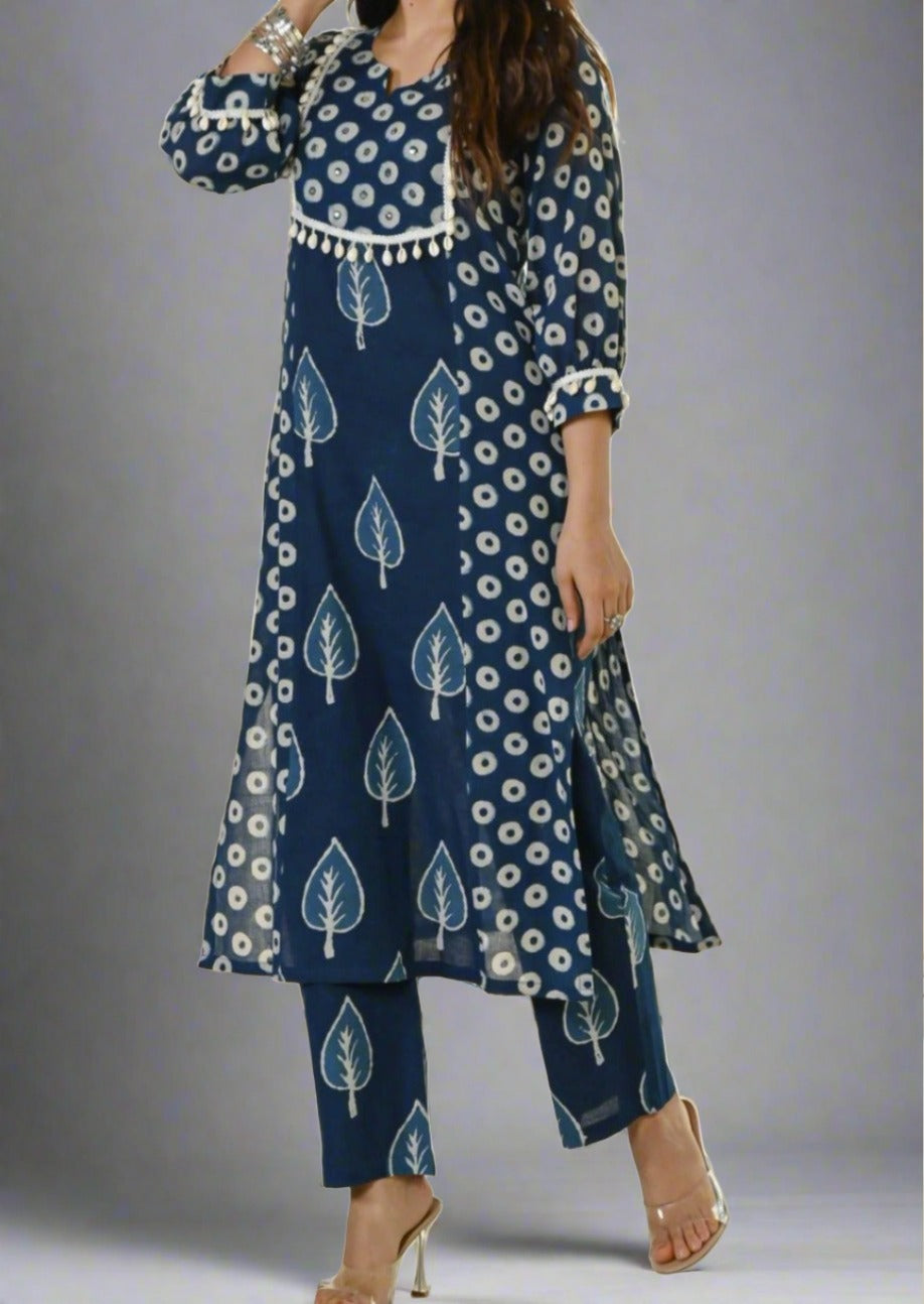 Kinda! Its Blue Cotton Kurti Set