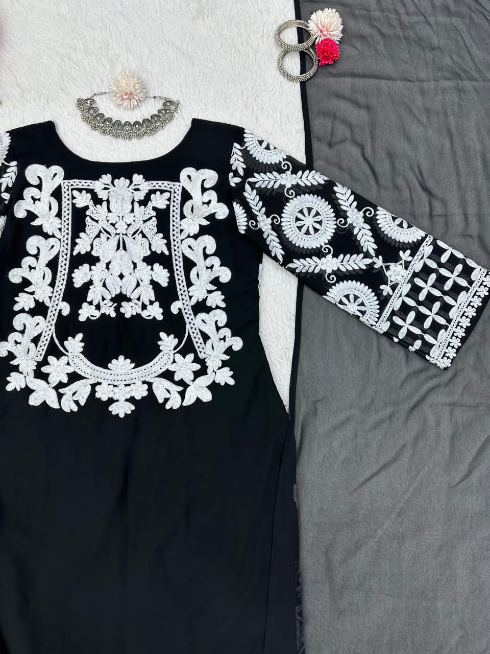 Twitter-Light Georgette Kurti Set