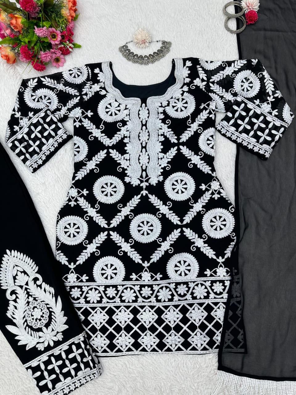 Twitter-Light Georgette Kurti Set