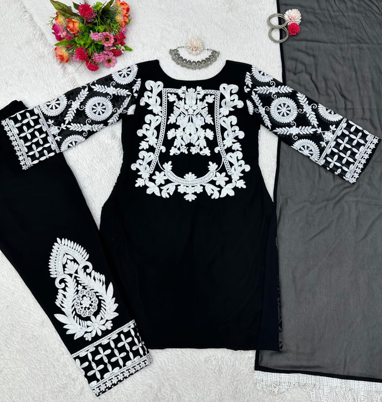 Twitter-Light Georgette Kurti Set