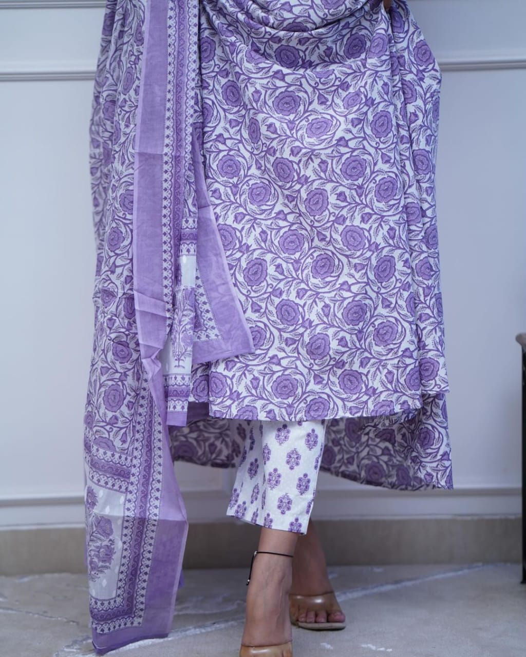 Purple Island Cotton Kurti Set