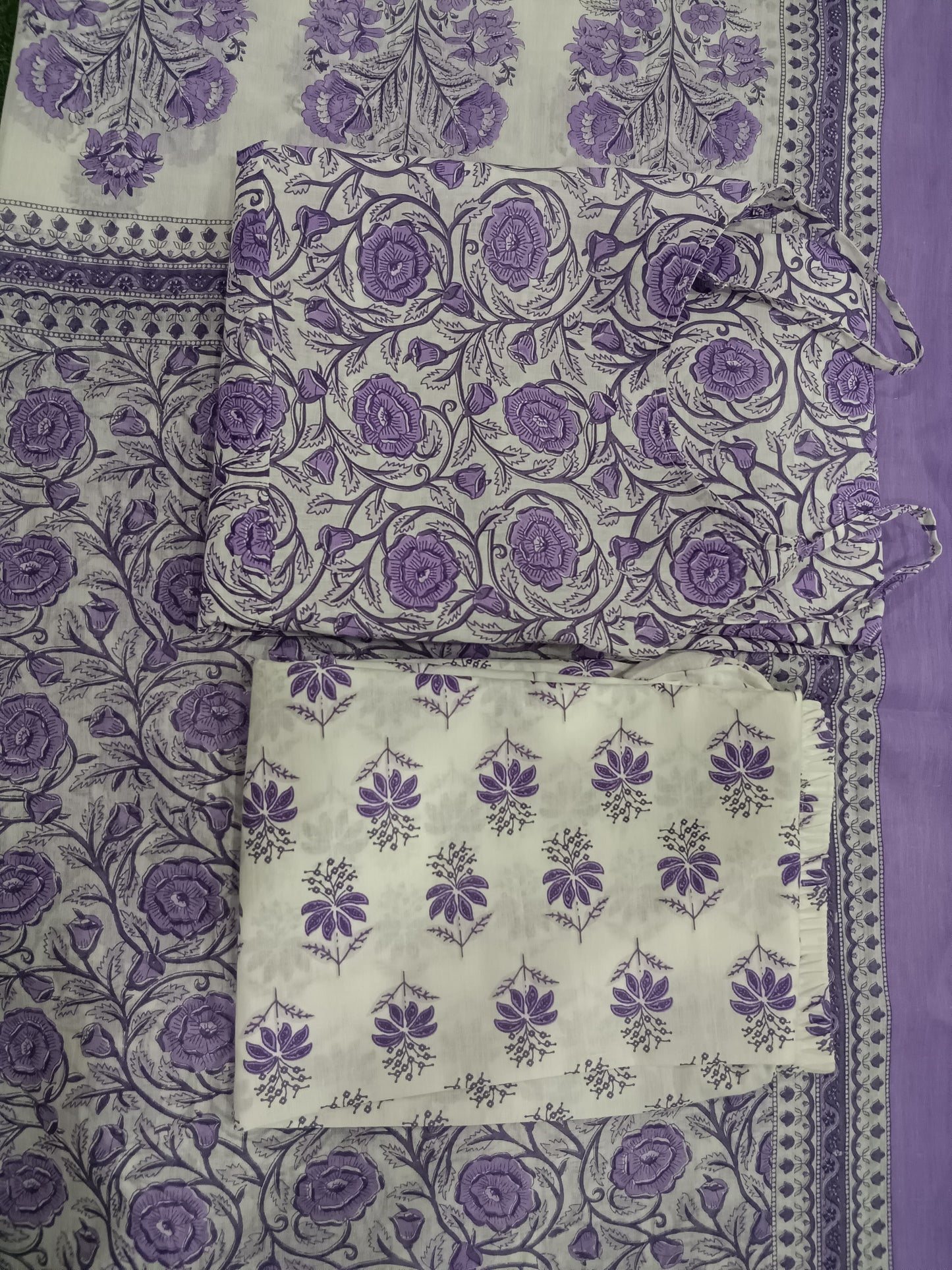 Purple Island Cotton Kurti Set