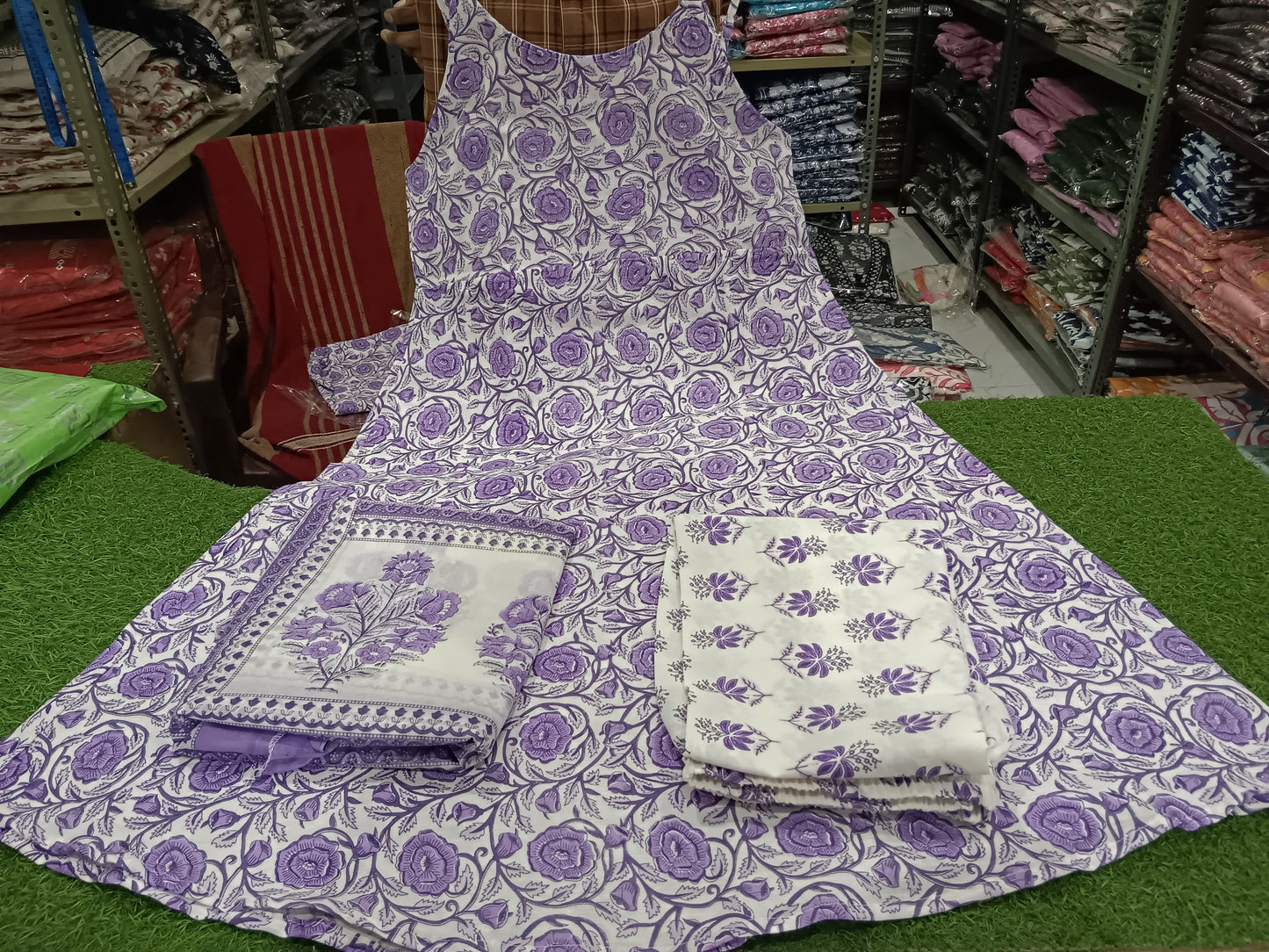 Purple Island Cotton Kurti Set