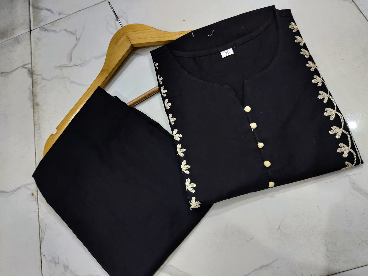 Black Shell Cotton Coord Set