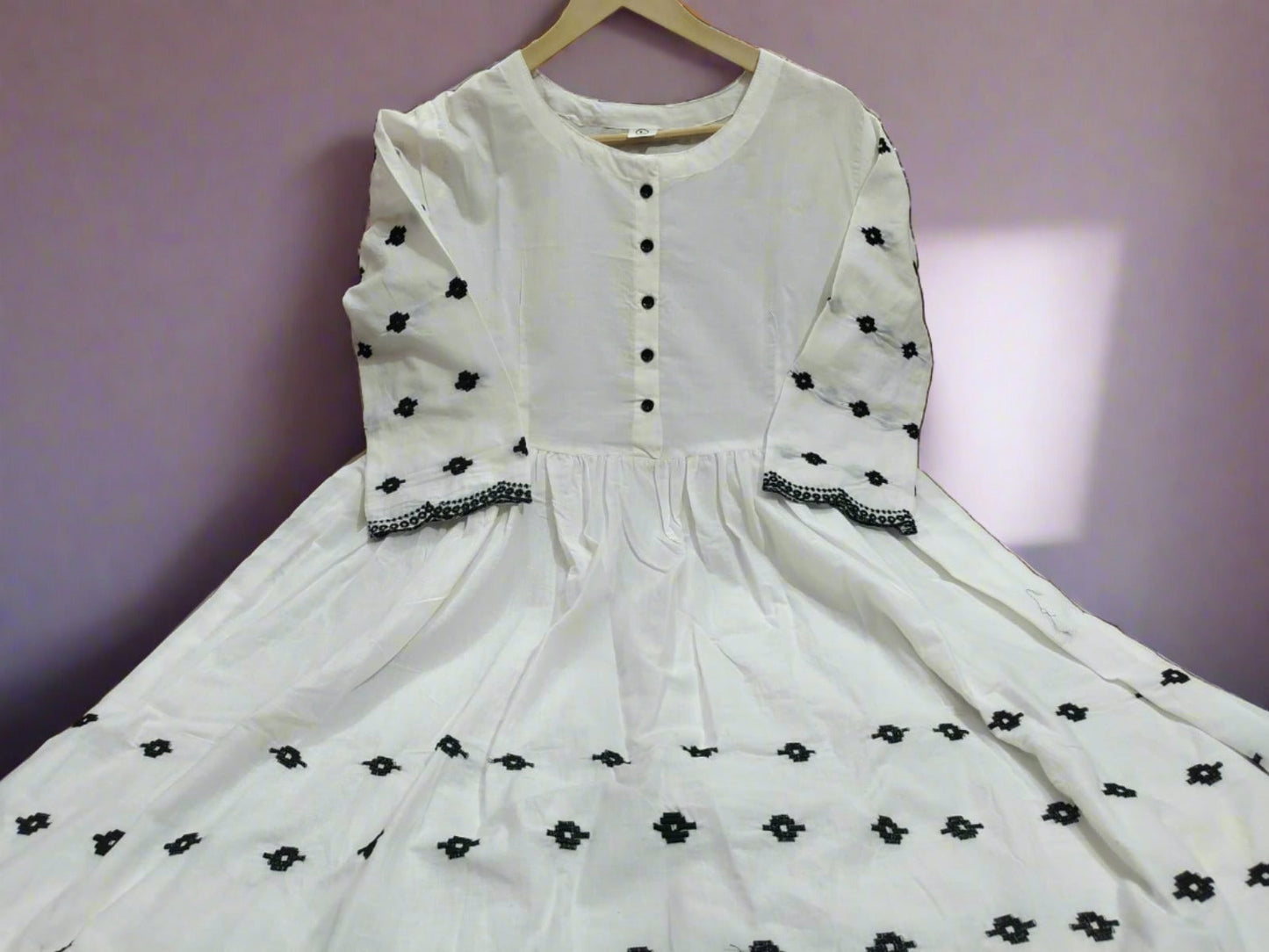 White Letters Cotton  Gown