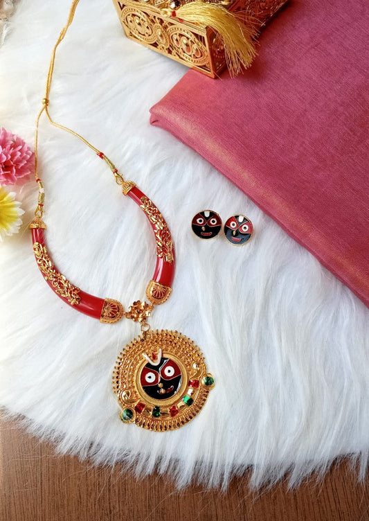 Gold Plated Prabhu Jagannath Necklace Set