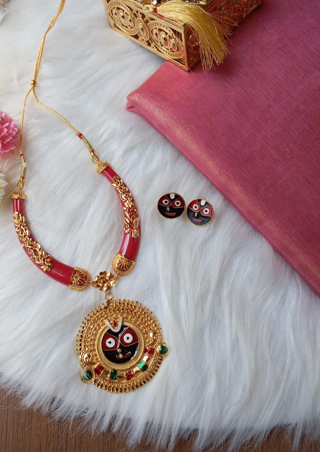 Gold Plated Prabhu Jagannath Necklace Set