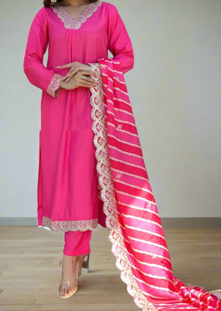 Pink Mimosa Cotton Kurti Set