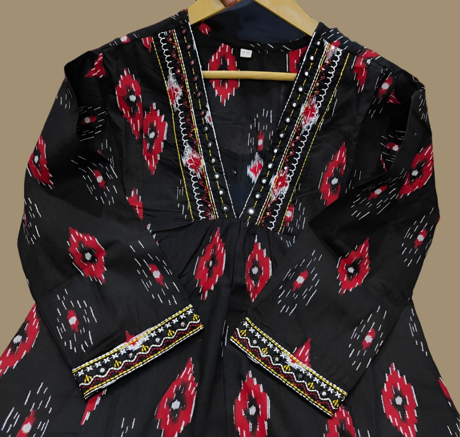 Black Sun Cotton Kurti Set