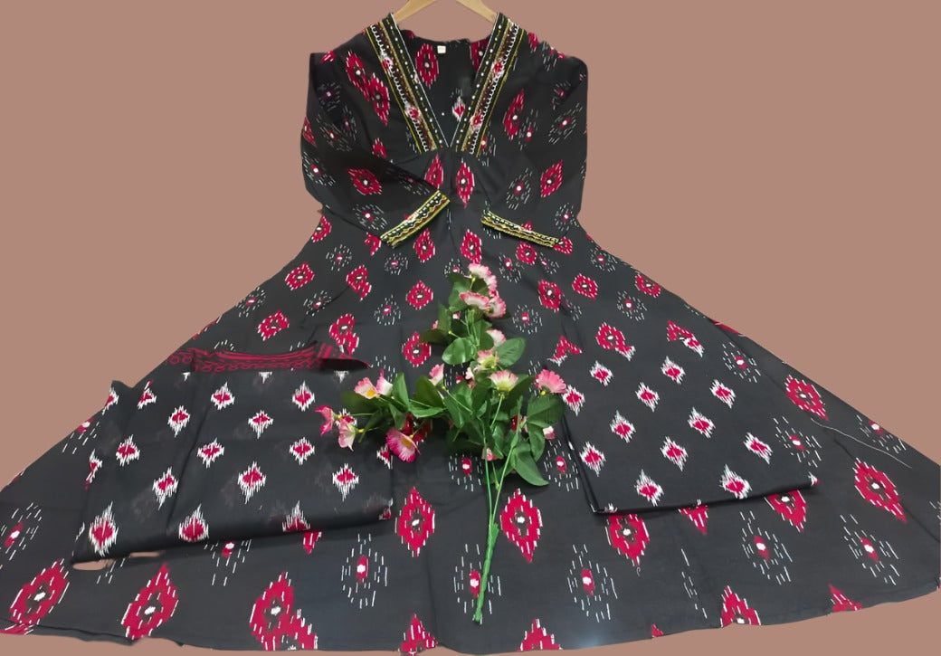 Black Sun Cotton Kurti Set