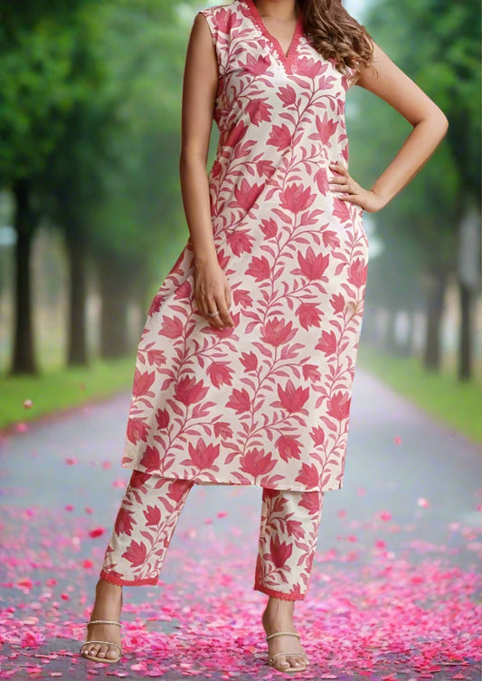 Petal Surge Cotton Kurti Set