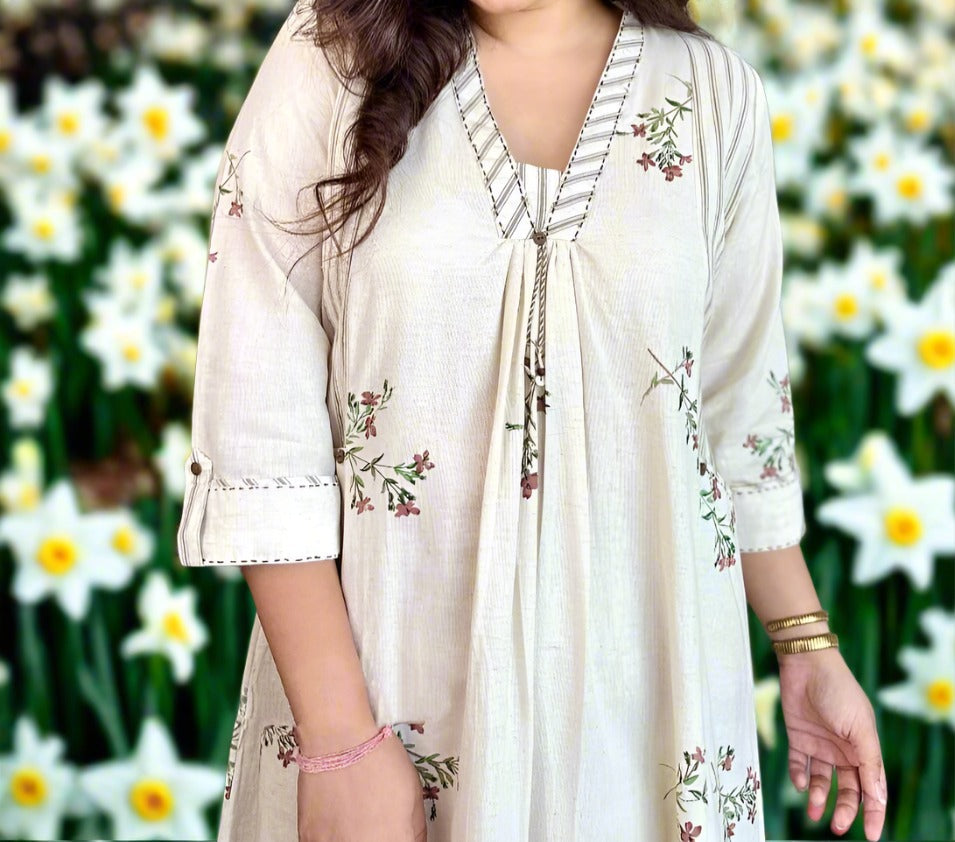 Wrapped In White Cotton Kurti Set