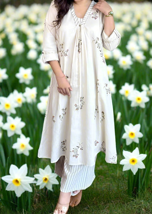 Wrapped In White Cotton Kurti Set