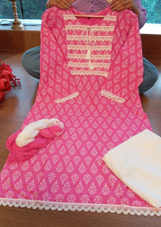 Pastelove Jaipur Kurti Set(Ray Of Pink)