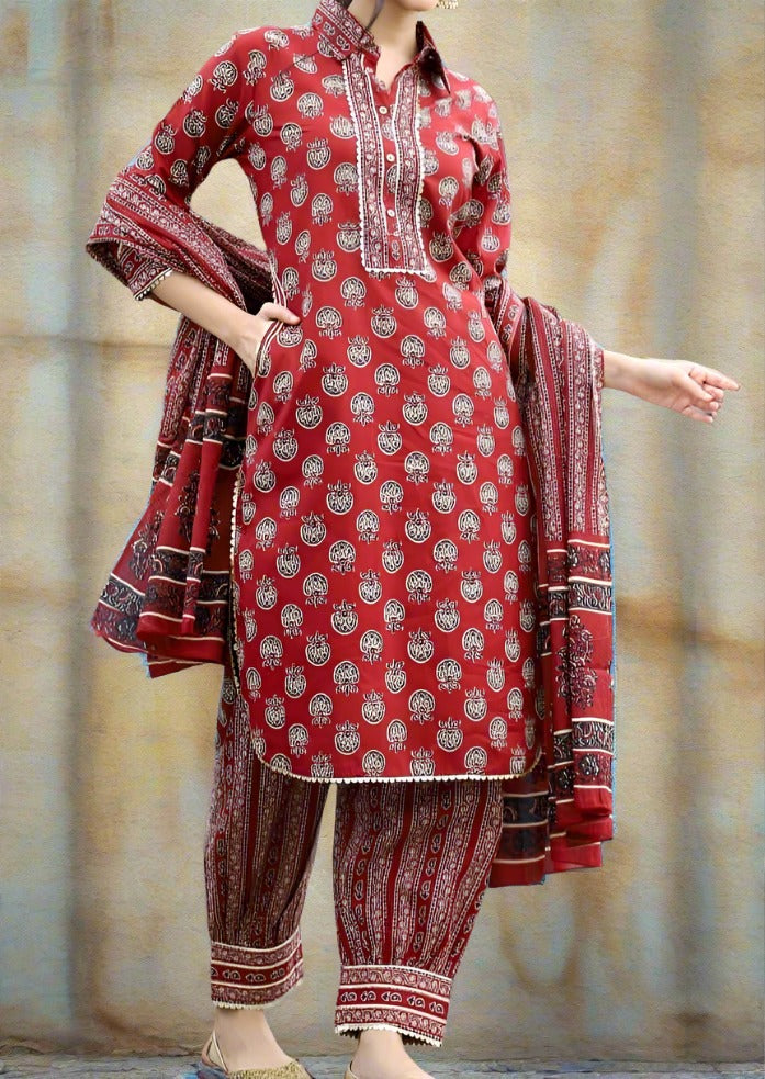 Painted Gleam Cotton Kurti Set