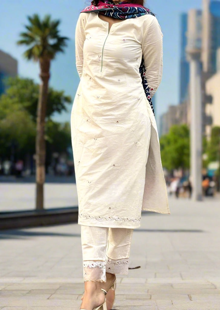 Extra White Magic Cotton kurti Set