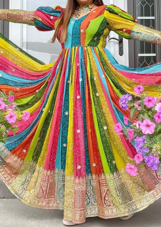 Brightest Rainbow - Designer Georgette Gown