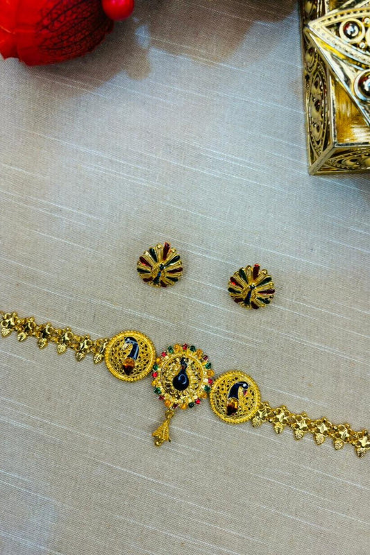 Ostentation- Peacock Gold Plated Necklace set