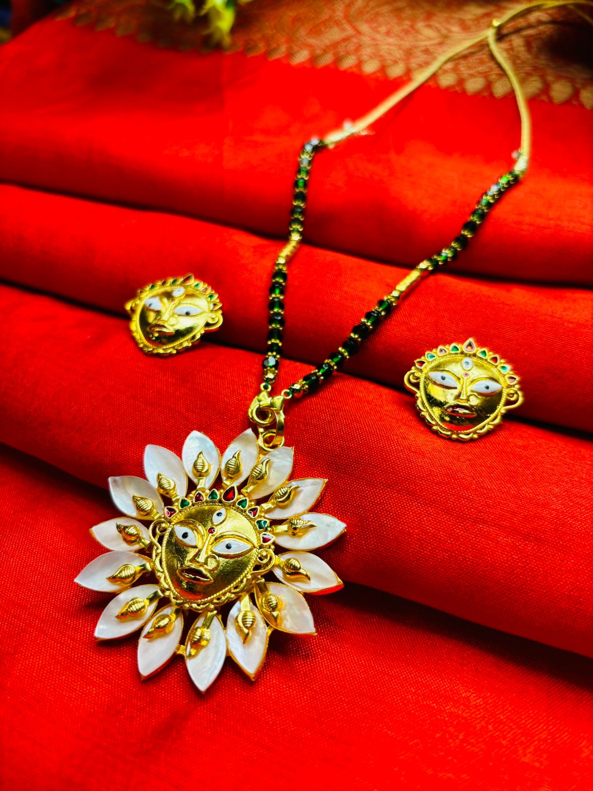 Durga Puja Special Gold Plated Jewellery(Sea Shell Design)