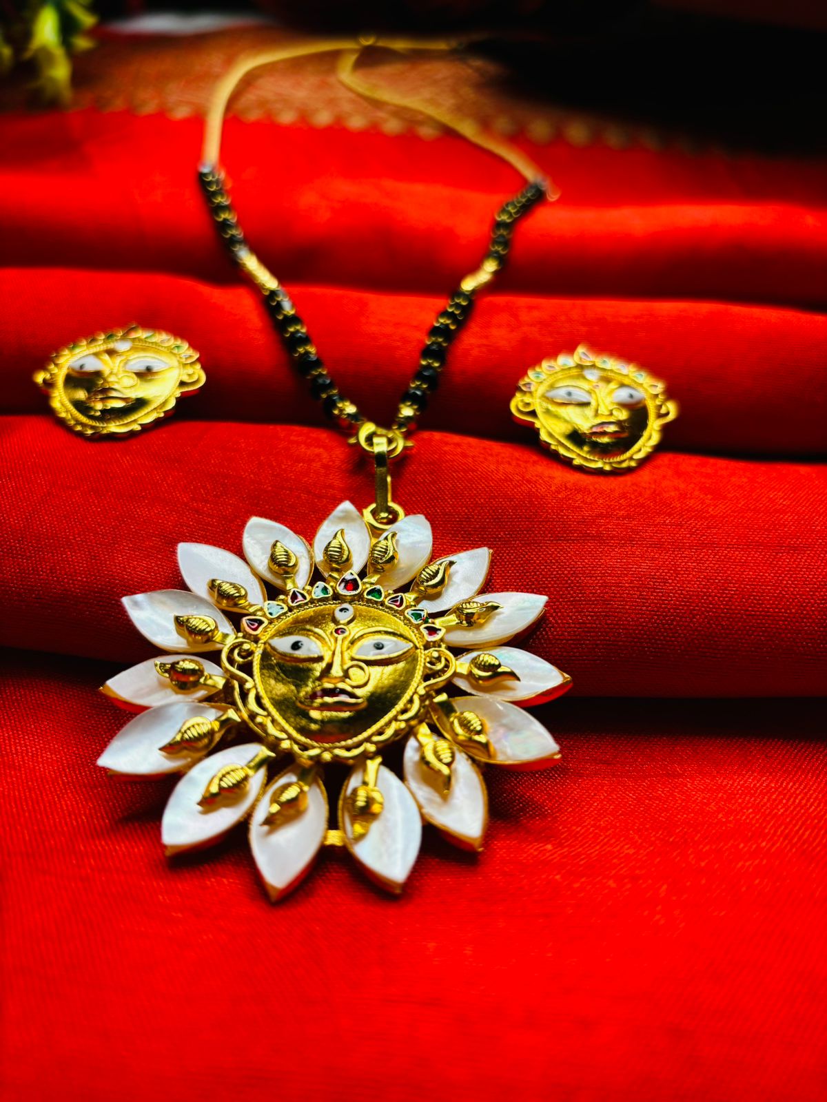 Durga Puja Special Gold Plated Jewellery(Sea Shell Design)