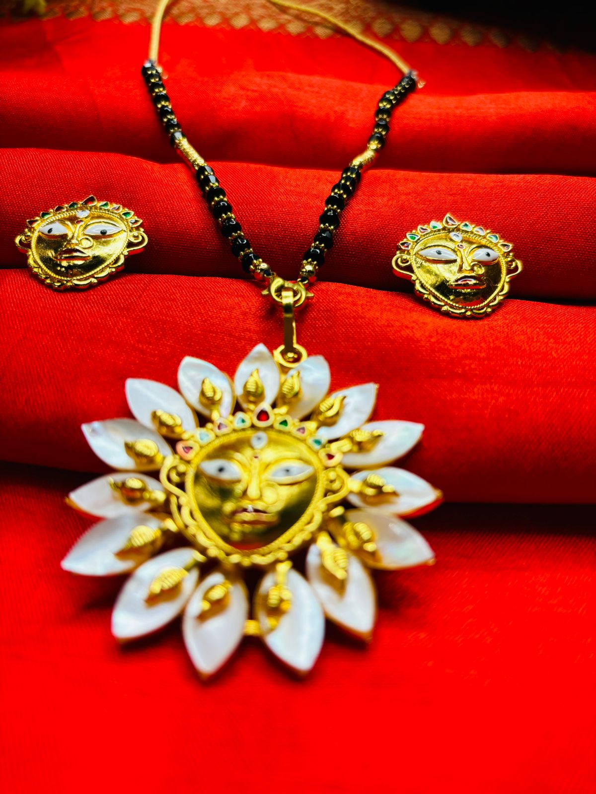 Durga Puja Special Gold Plated Jewellery(Sea Shell Design)