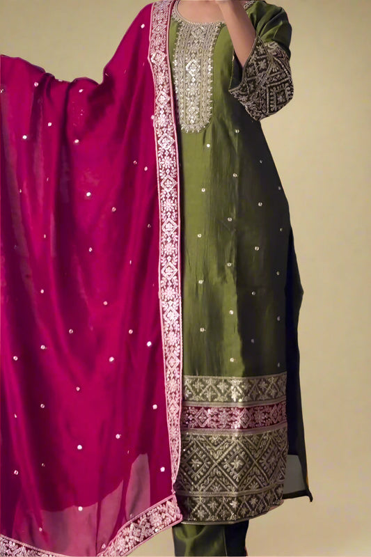 Unmatched Shines Fancy Silk Kurti Set