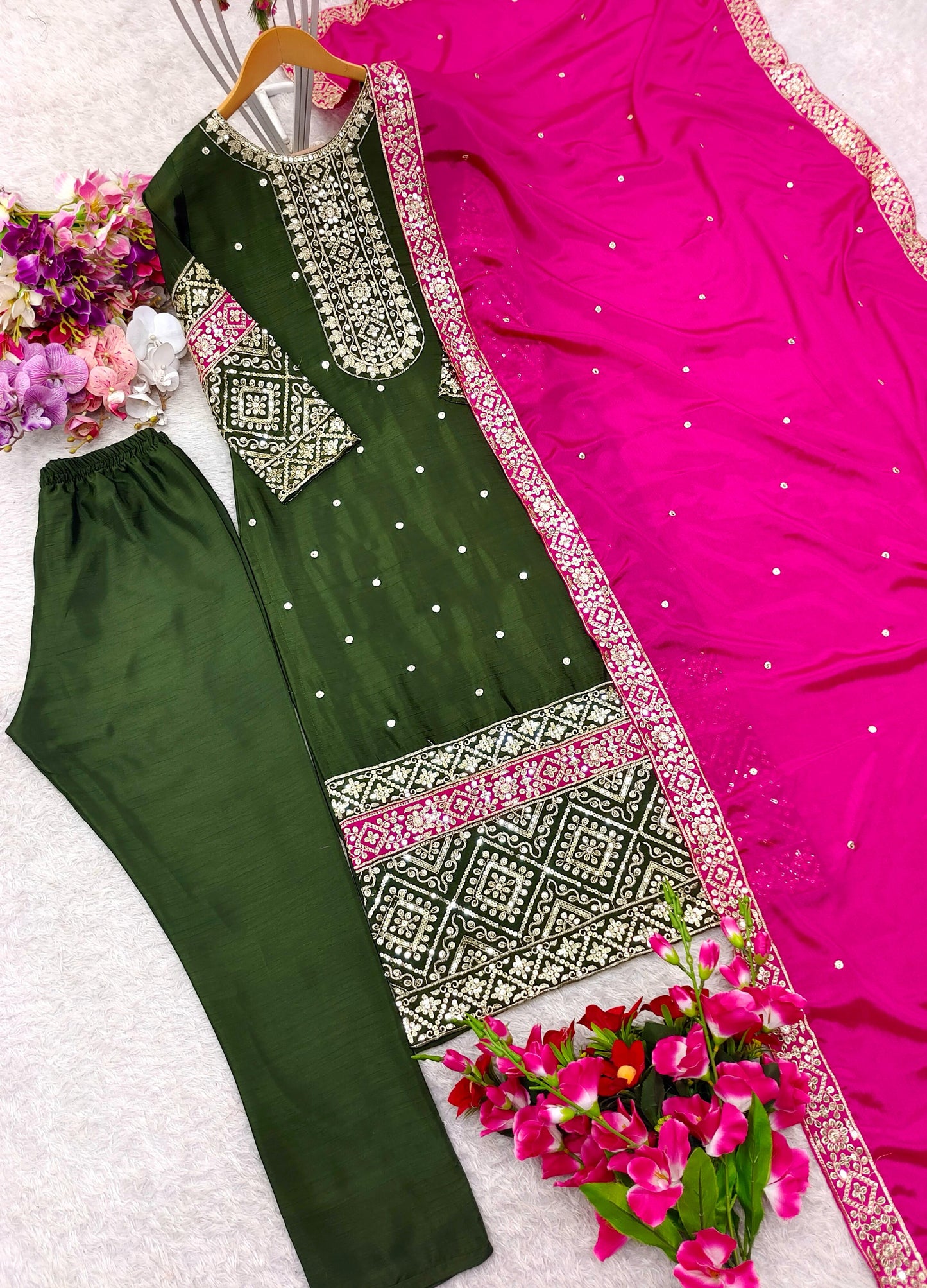 Unmatched Shines Fancy Silk Kurti Set
