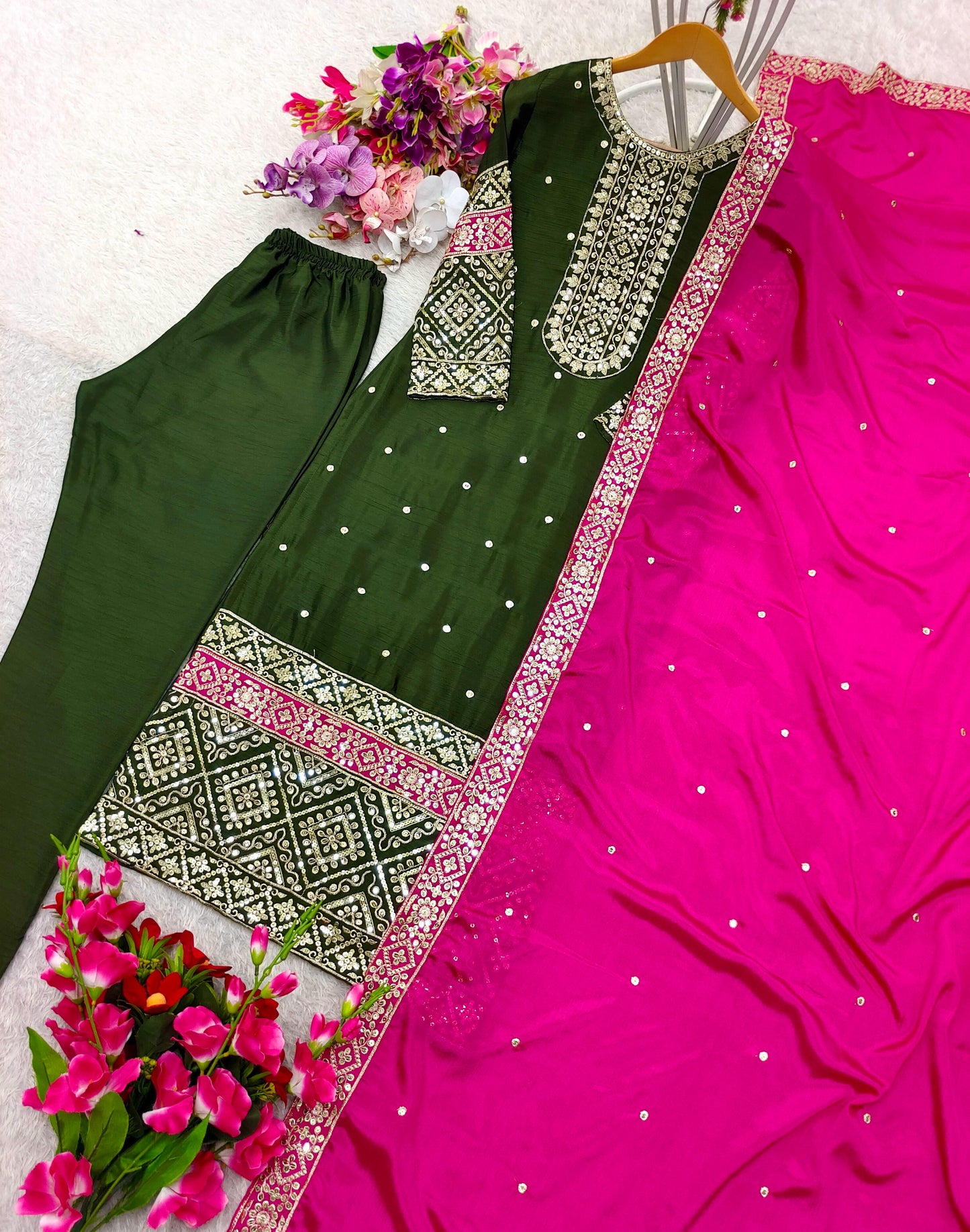 Unmatched Shines Fancy Silk Kurti Set