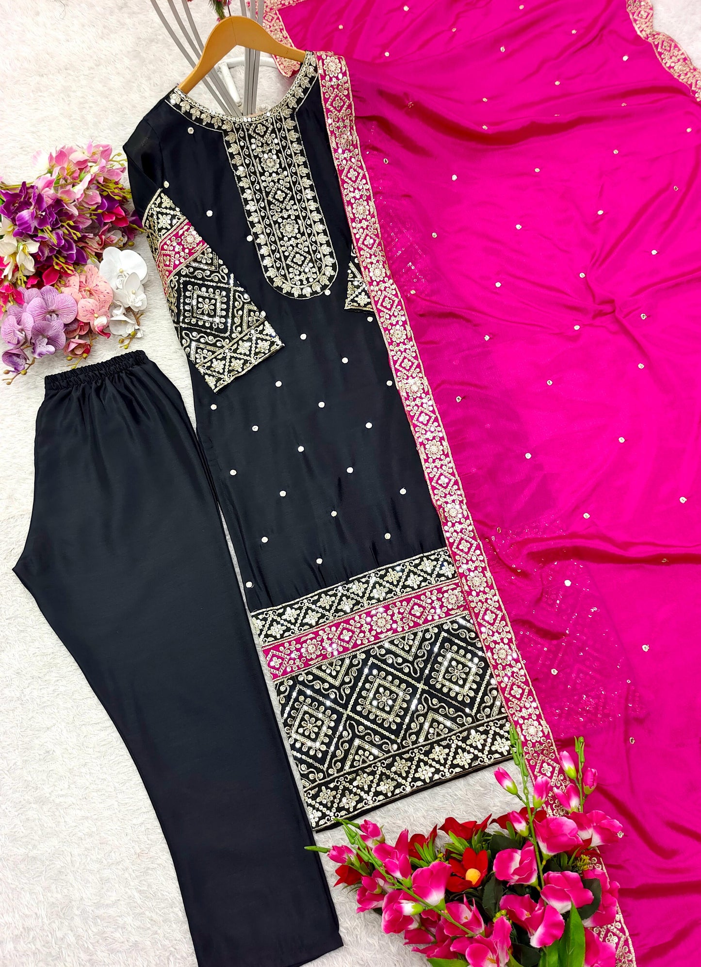Unmatched Shines Fancy Silk Kurti Set