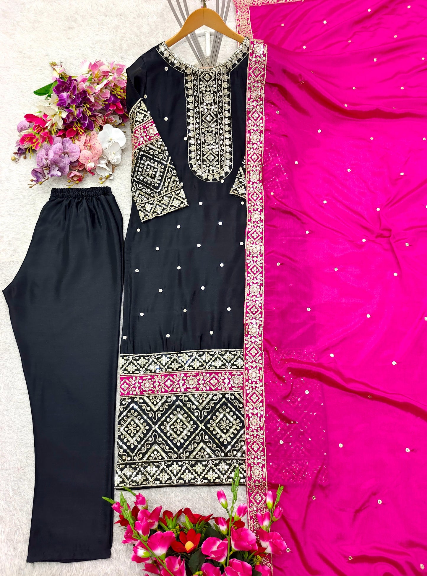 Unmatched Shines Fancy Silk Kurti Set
