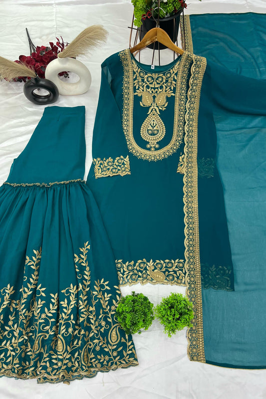Heart Of Royalty Blue Georgette Kurti Set