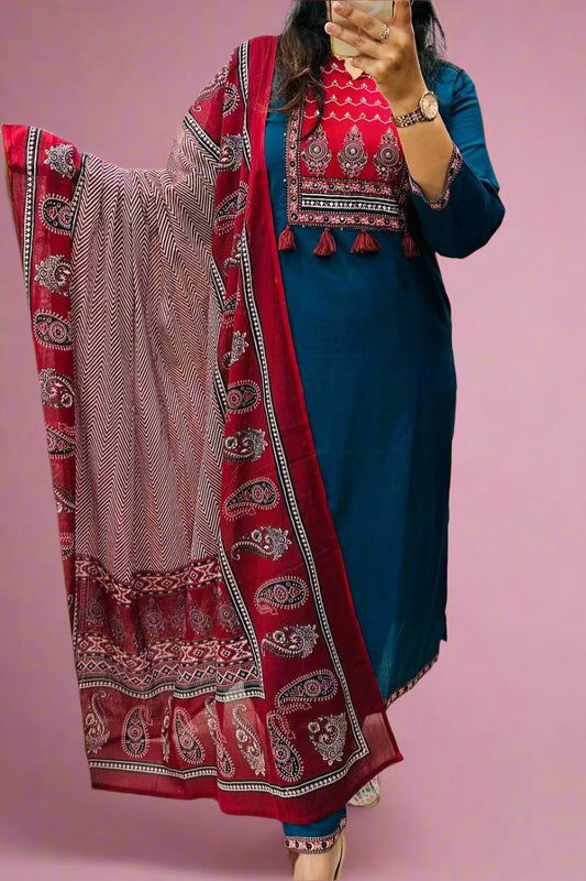Soulful Reflection Cotton Kurti Set