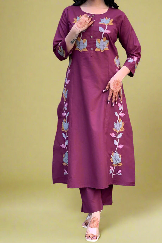 Simplicity Of Color Cotton Kurti Set