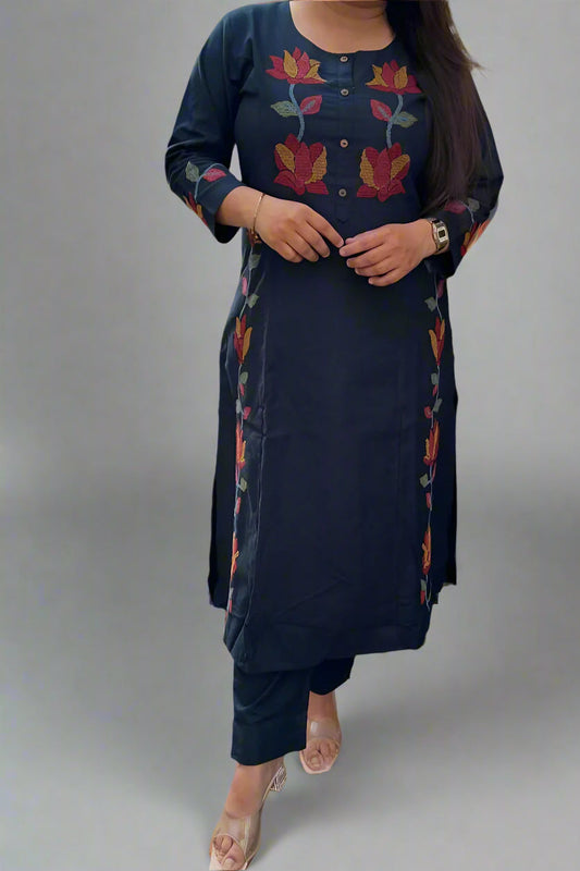 Simplicity Of Color Cotton Kurti Set