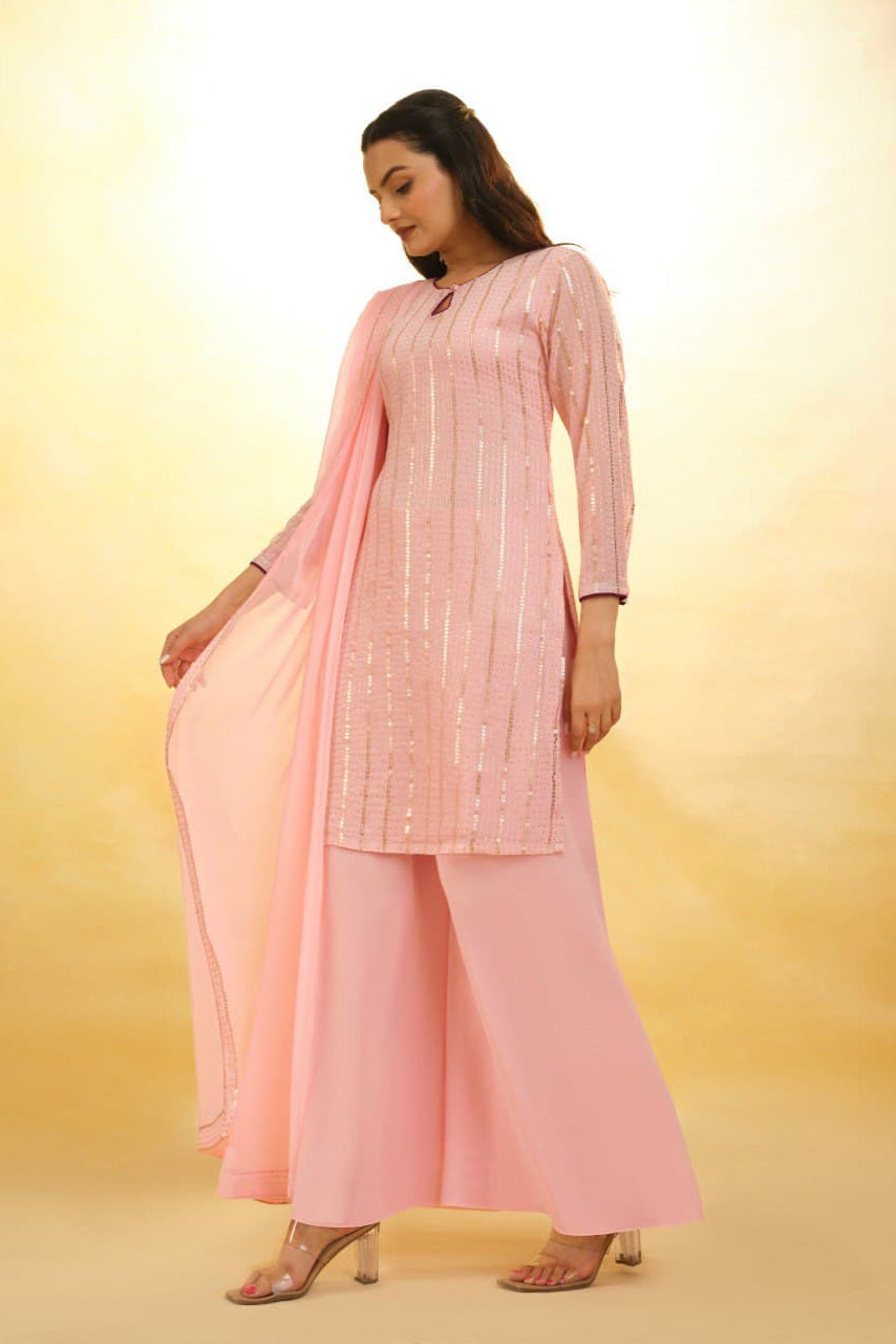 Gulaabi Andaaz Georgette Kurti Set