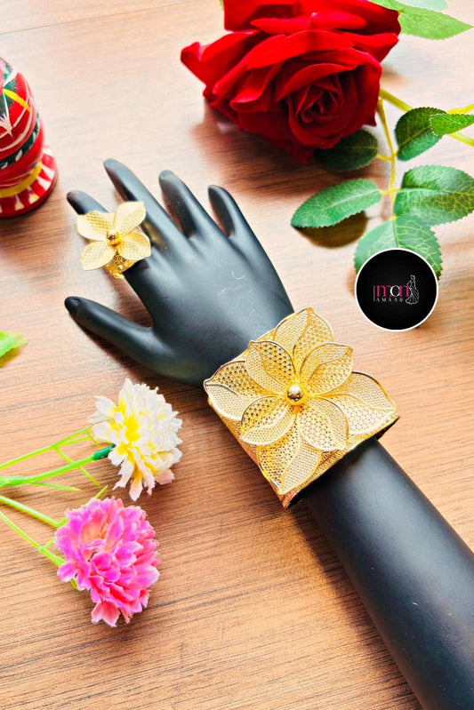 Gilded Petal -Gold Plated Chur And Ring Set