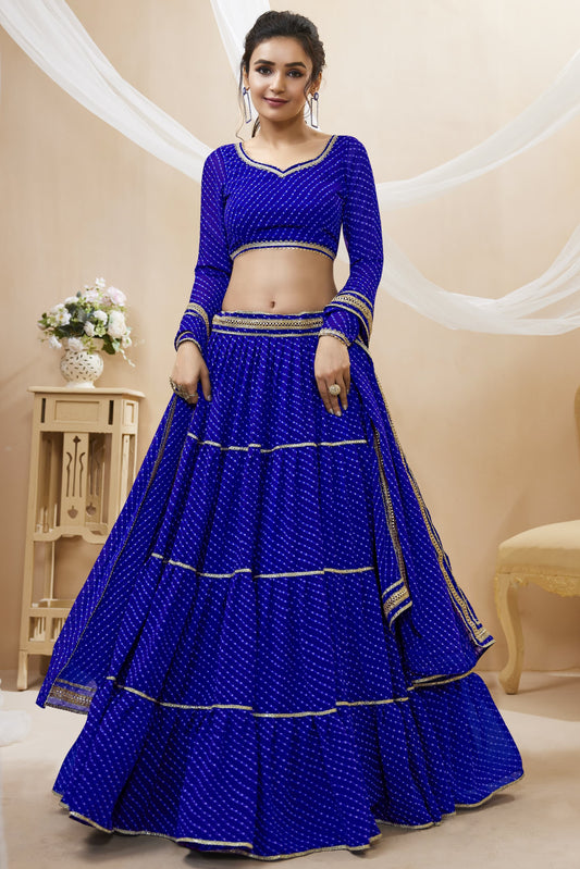 Neelapani Leheriya Georgette Lehenga