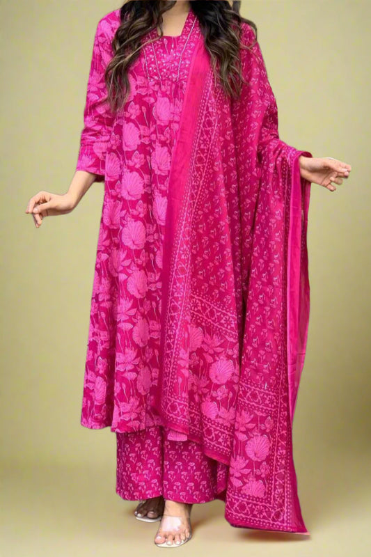 Tarangi Pink Cotton Kurti Set